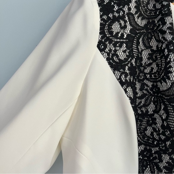 Laundry by Shelli Segal  Cream White Black Lace Blazer Jacket Size 16 NWT - Picture 8 of 16